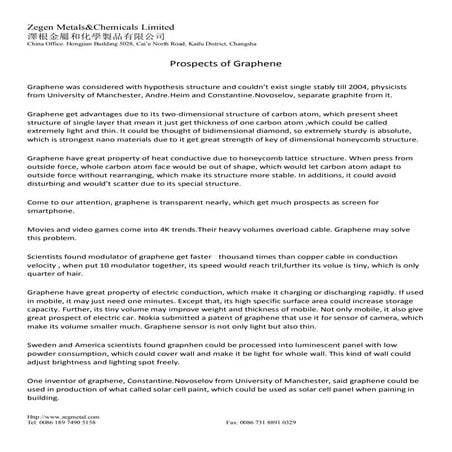 Prospects of graphene