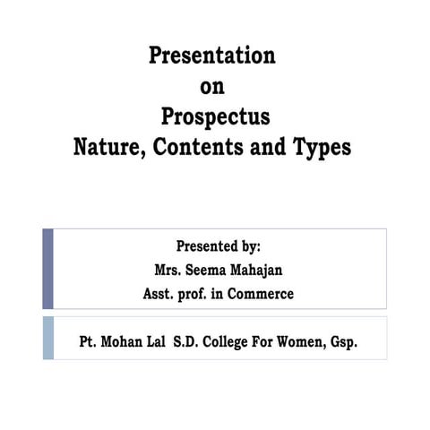 Prospectus - contents and kinds