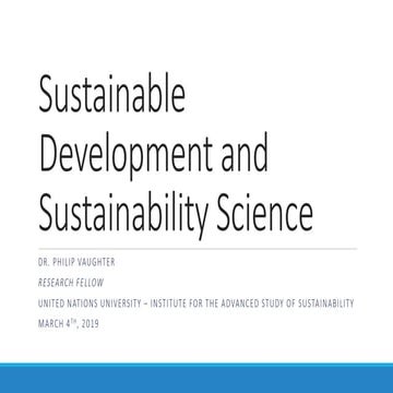 Lecture 1: Introduction to Sustainability Science and SDGs