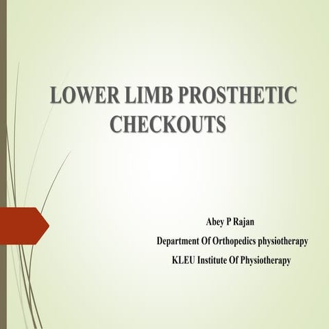 LOWER LIMB PROSTHETIC CHECKOUTS