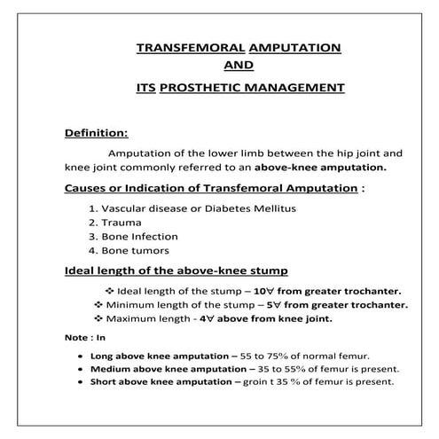 Transfemoral Prosthesis- Suspension, Socket Design