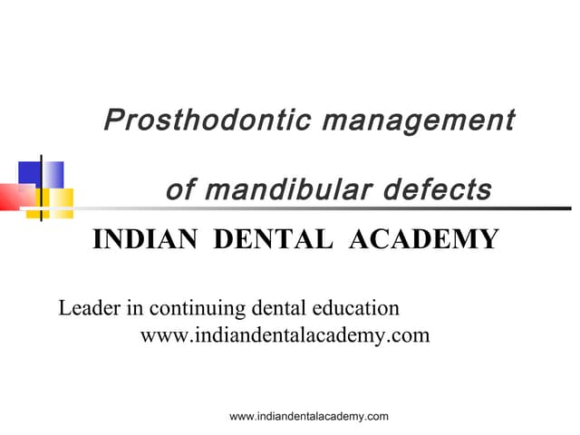 Prosthodontic management