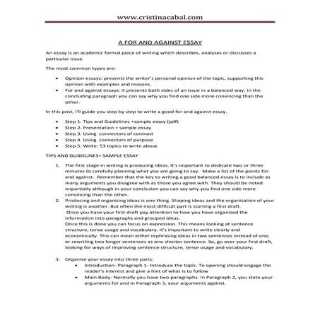 The For and Against Essay
