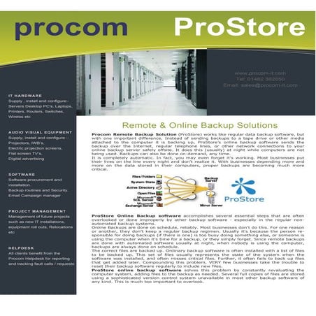 ProStore Remote Backup Solution