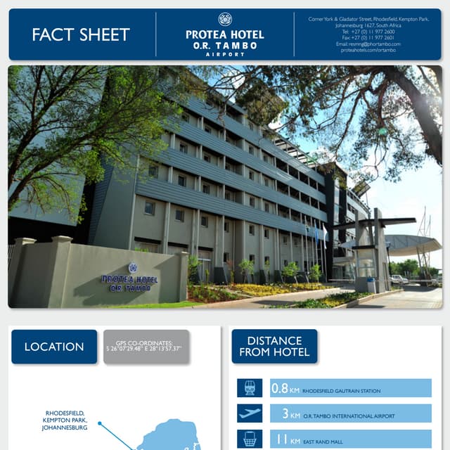 Protea Hotel OR Tambo Airport Fact Sheet