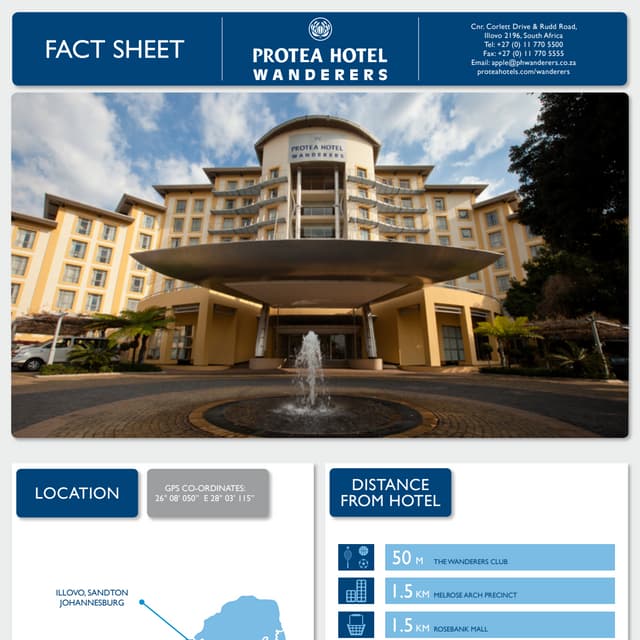 Protea Hotel Wanderers Fact Sheet