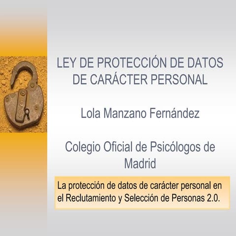 La protección de datos de carácter personal en el Reclutamiento y Selección d...