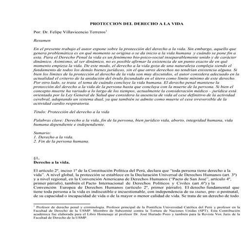 DERECHO A LA VIDA 
