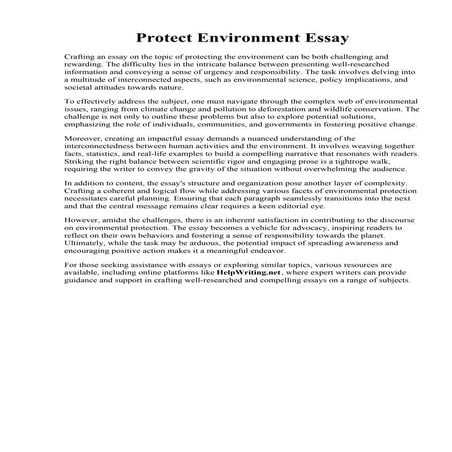 Protect Environment Essay. Help Save The Environment Essay - Saving Our Envir...