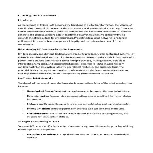 Protecting Data in IoT Networks Digitals