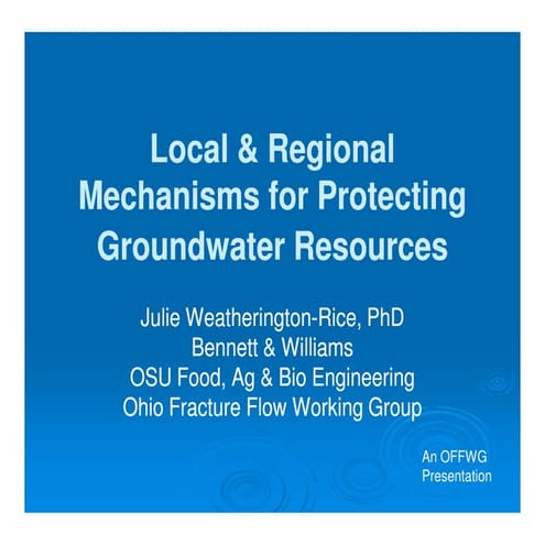 Protecting Groundwater Resources - OH Clean Water Conference