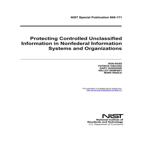 Protecting non fed controlled unclassified info nist sp-800-171