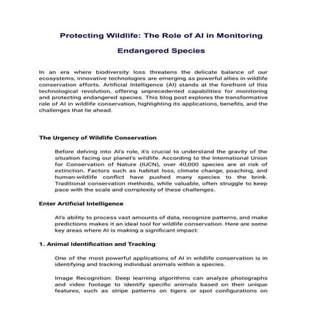 Protecting Wildlife_ The Role of AI in Monitoring Endangered Species.pdf