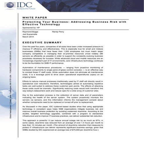 P r o t e c t i n g y o u r b u s i n e s s