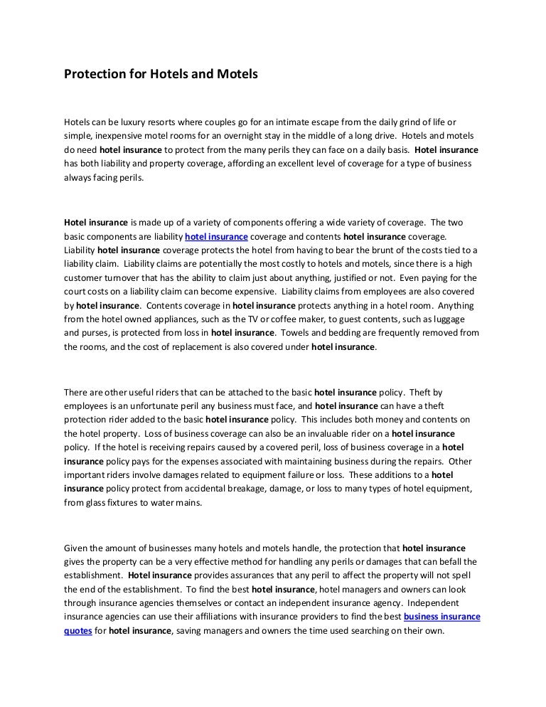 Protection for hotels and motels