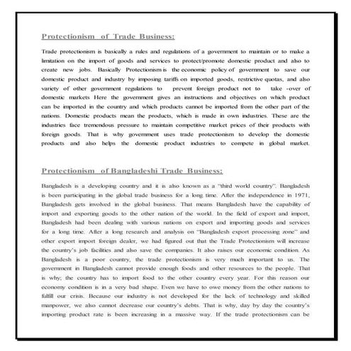 Protectionism of trade business | DOCX