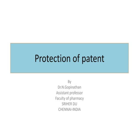 Protection of patent 1