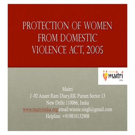 Protection of women from domestic violence act 2005