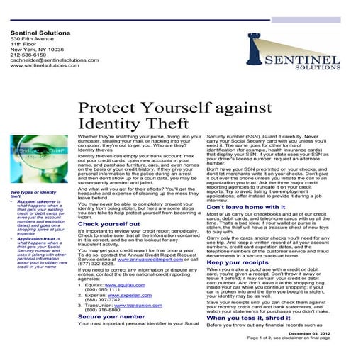 Protect Yourself Against Identity Theft
