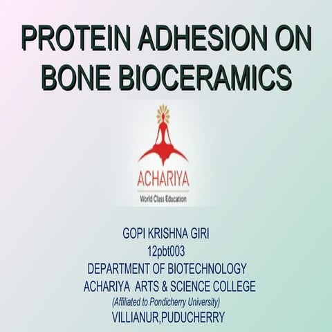 Protein adhesion on bone bioceramics