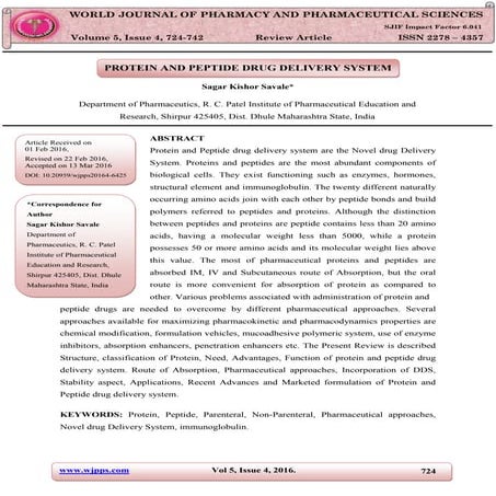 Protein and peptide drug delivery system (PPDDS)