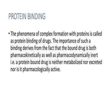 PROTEIN BINDING OF DRUGS important notes pharmacy