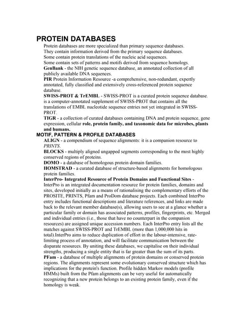 Protein databases