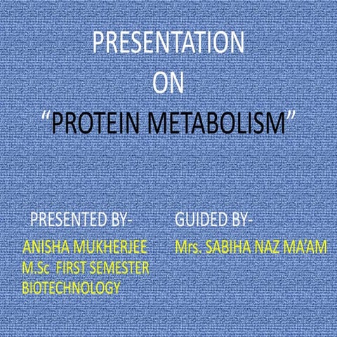Protein metabolism-Catabolism 
