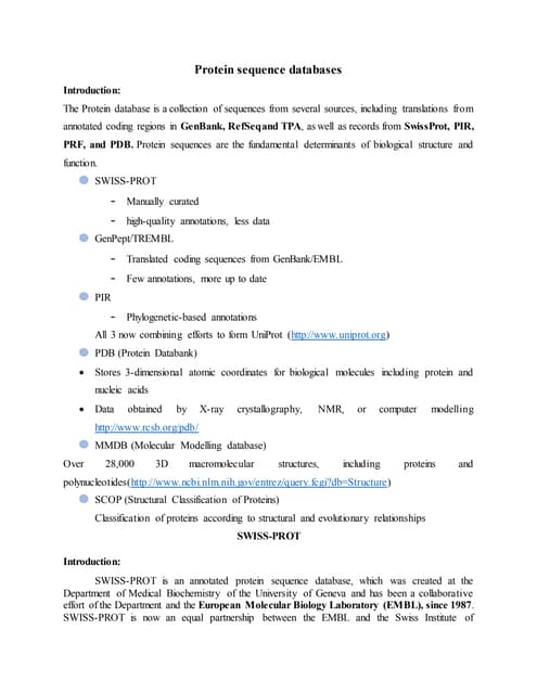 Protein sequence databases