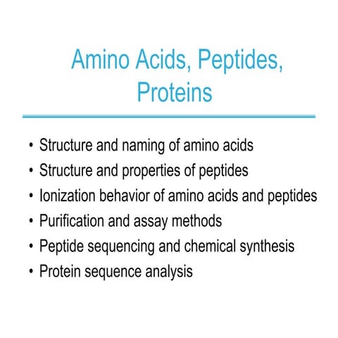 Amino acids, peptides and proteins: Structure and naming of amino acids