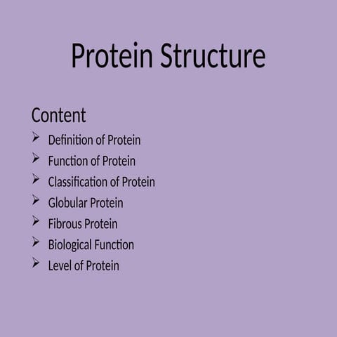 Comprehensive Overview of Protein Structure, Function, and ...