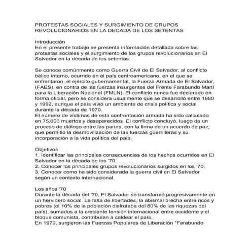 Protestas sociales y surgimiento de grupos revolucionarios en la decada de lo...