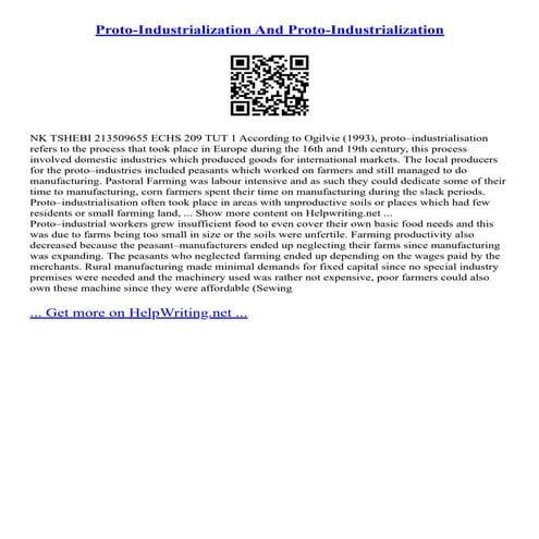 ProtoIndustrialization And ProtoIndustrialization PDF