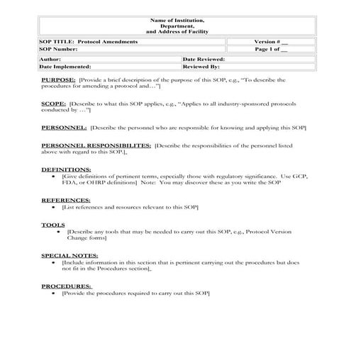 SOP - Protocol Amendments, provided by SOP Attendees | DOC