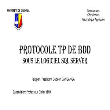 PROTOCOLE TP DE système de gestion de base de données