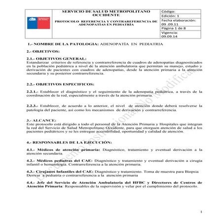 Protocolo adenopatías en pediatría