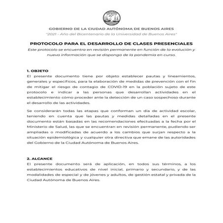 Protocolo clases presenciales