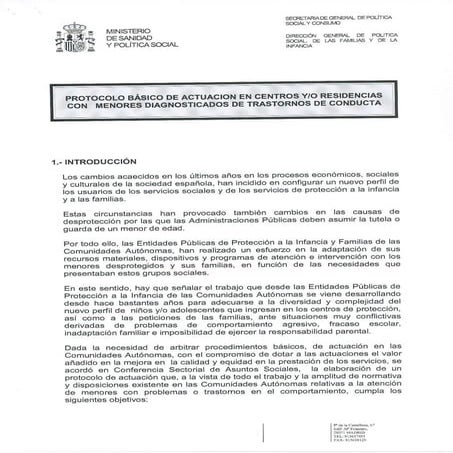 Protocolo de actuación con menores trastornos de conducta