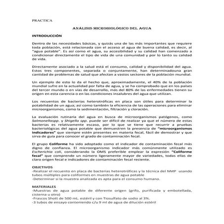 Protocolo de analisis microbiologico de agua