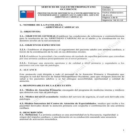 Protocolo de arritmias