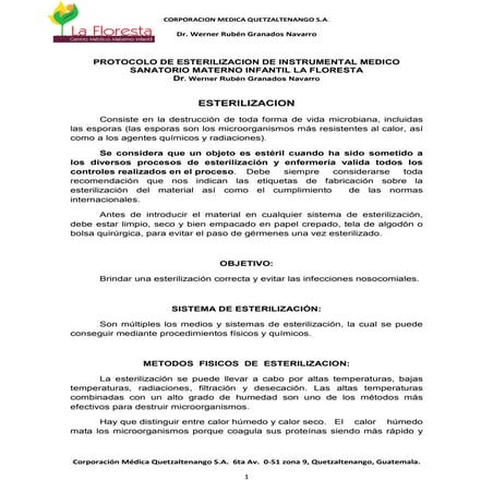 Protocolo de Esterilizacion Instrumental Médico