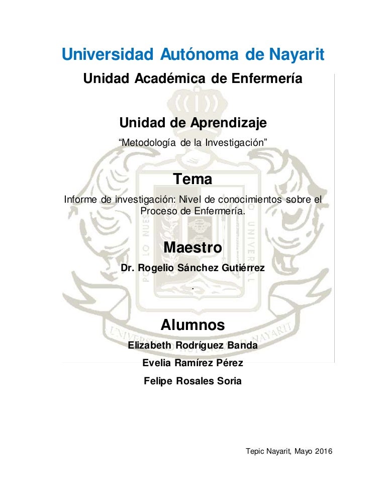 Protocolo de Investigación Nivel de conocimientos sobre