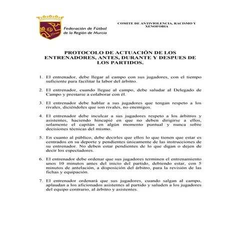 Protocolo Entrenadores de Fútbol