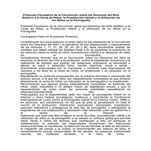 Protocolo facultativo de la convencion sobre los derechos del nino relativo a la venta de ninos