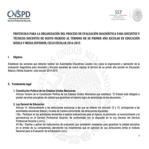 Protocologo para el proceso evaluación