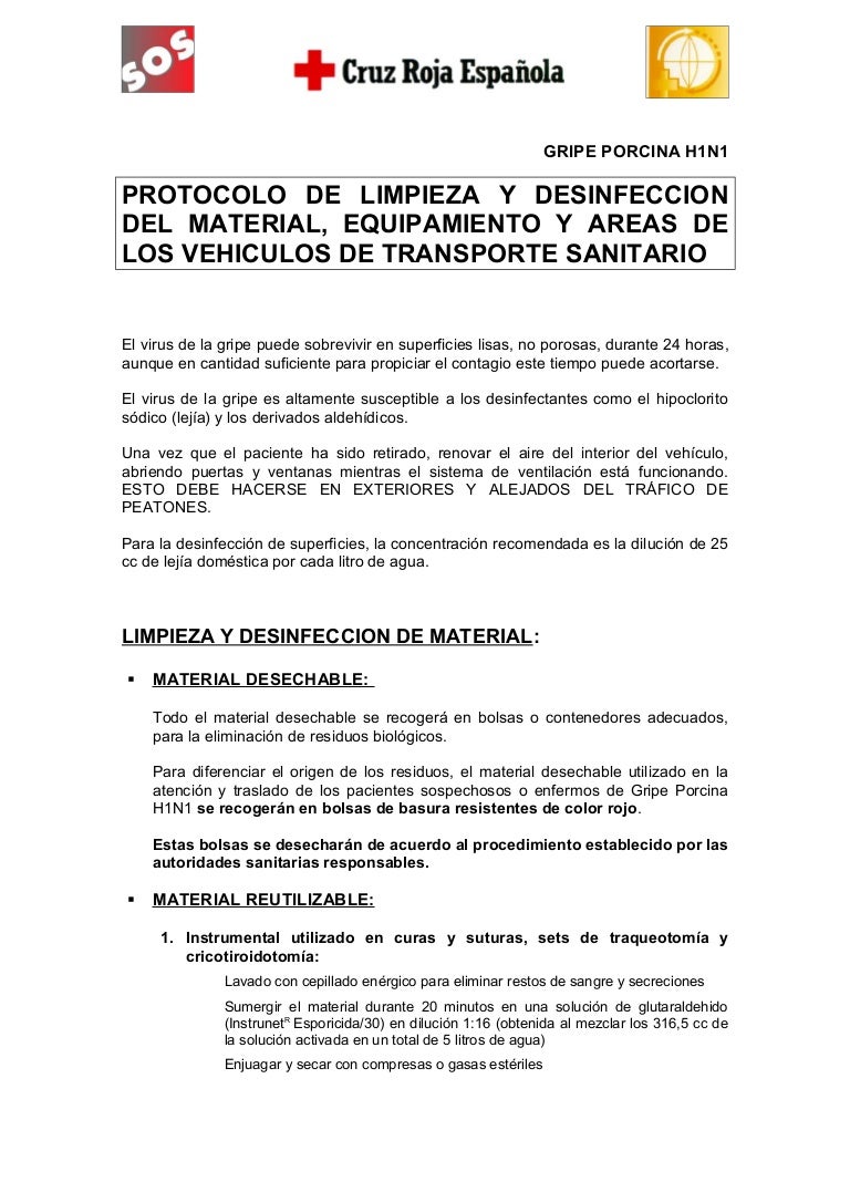 Protocolo limpieza ambulancias