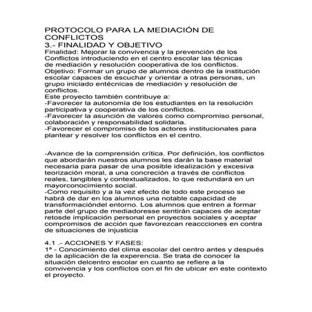 Protocolo para la mediación de conflictos
