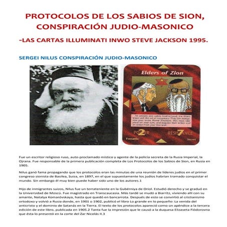 PROTOCOLOS DE LOS SABIOS DE SION, CONSPIRACIÓN JUDIO-MASONICO -LAS CARTAS ILL...