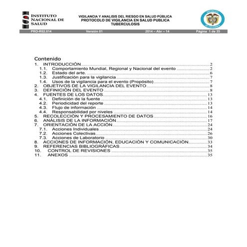 Protocolo tuberculosis Colombia