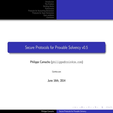 Protocols for Provable Solvency